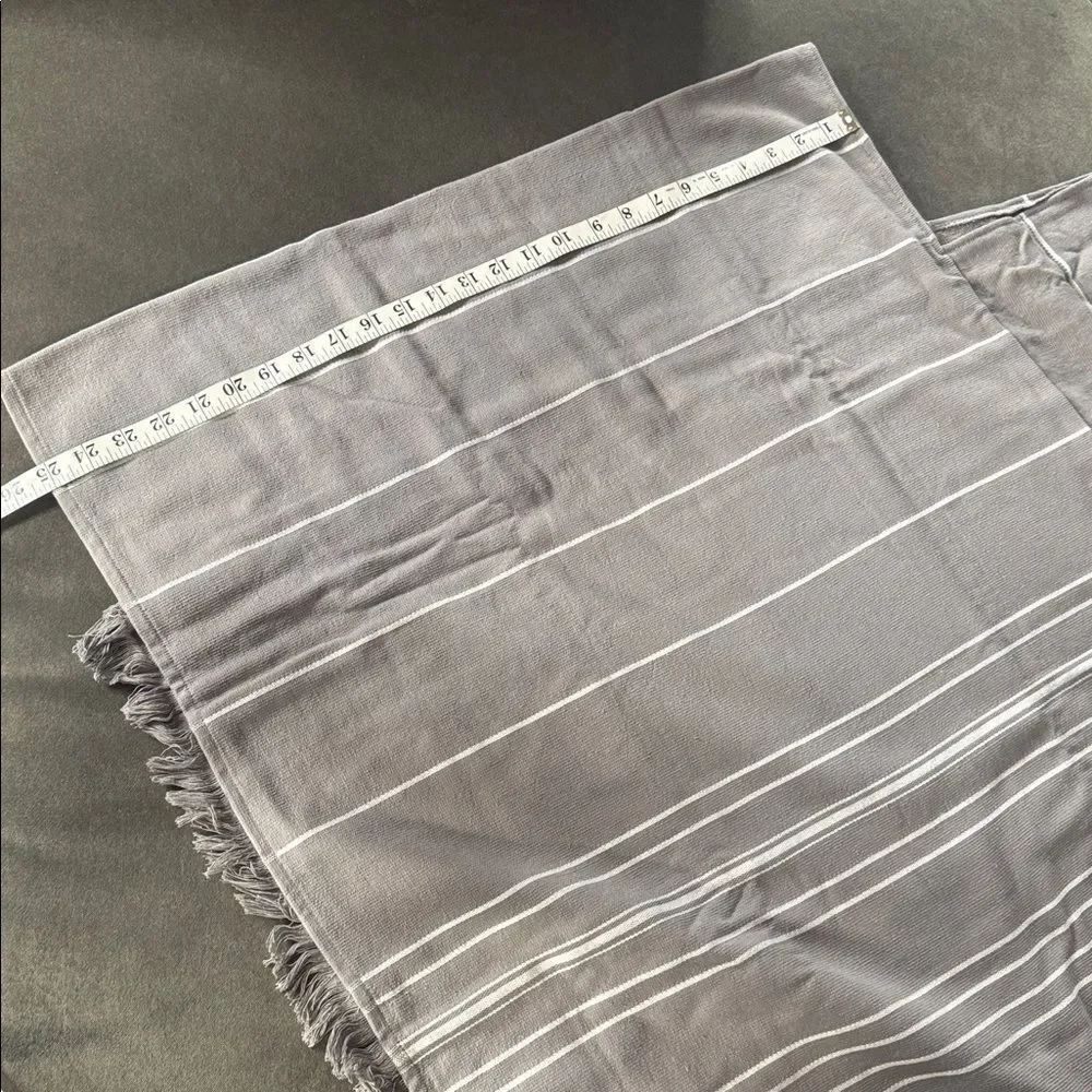 Adult Unisex Gray Striped Poncho Towel & Headband 100% Cotton Turkish Robe NEW